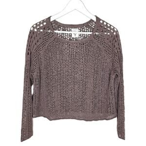 Women's Billabong Mauve Open Knit Cropped Sweater, Size Small